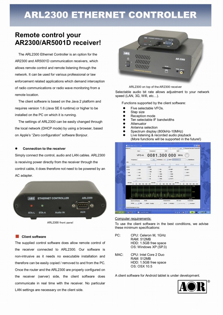 RECEIVER ACCESSORIES | AOR U.S.A., INC. Authority On Radio Communications
